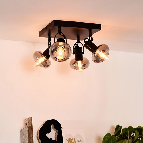 Lucide MADEE - Plafondspot - 4xE14 - Zwart - sfeer 1